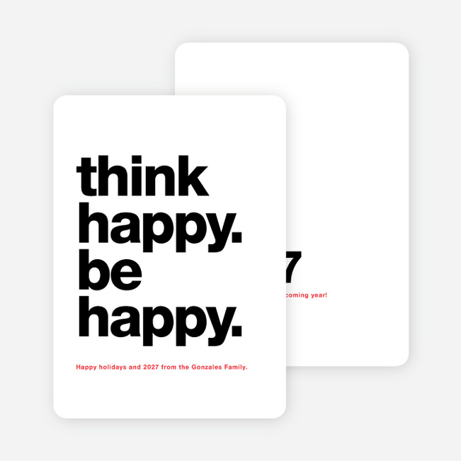 Be Happy New Year Cards - White