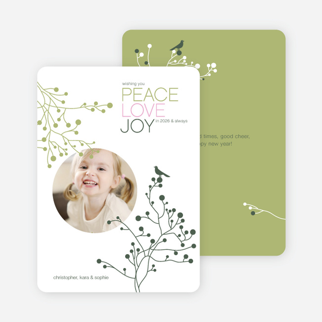 Peace Love Joy Holiday Photo Cards - Dark Forest