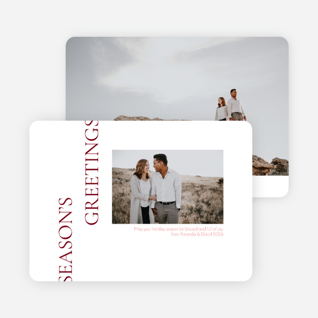 Sideways Marquee Multi Photo Holiday Cards - Red