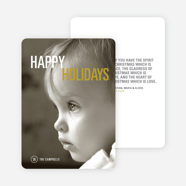 Simply Photo Christmas Card - Yellow