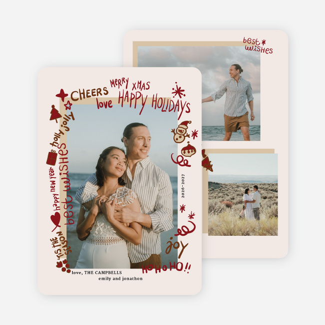Tis the Season to Doodle Holiday Cards and Invitations - Red