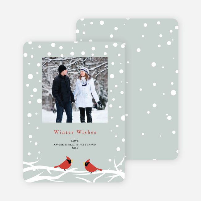 Cardinal Greetings Holiday Photo Cards - Pale Sage
