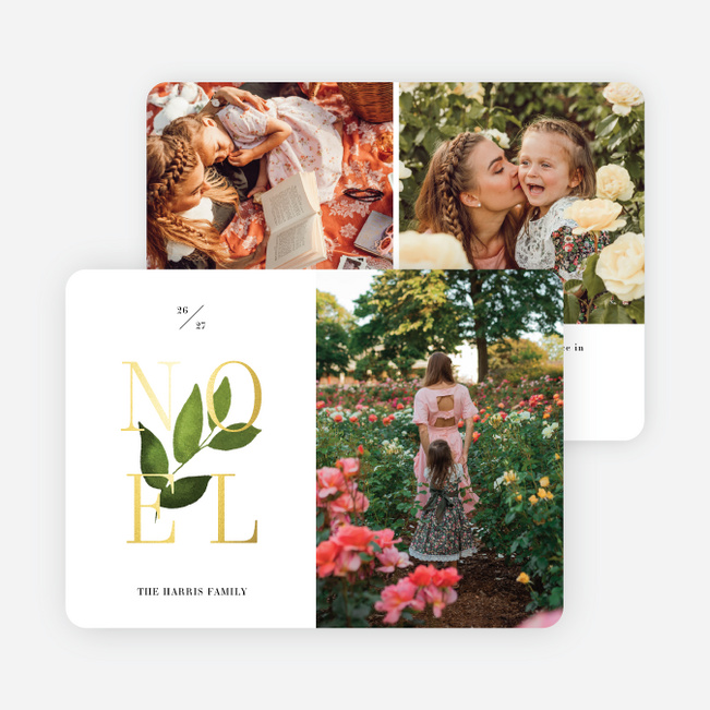 Foil Classic Noel Christmas Cards - White