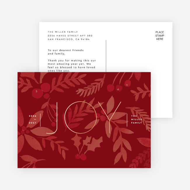 Foil Monumental Joy Holiday Cards - Red