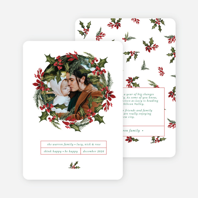 Traditional Holly Wreath Christmas Cards - Multi