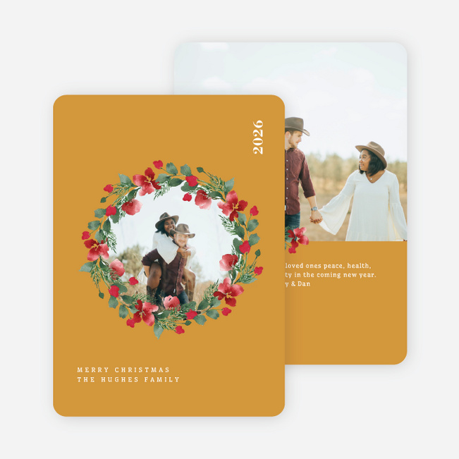 Wreath Highlight Christmas Cards - Yellow