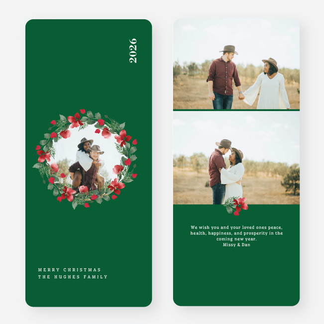 Wreath Highlight Christmas Cards - Green