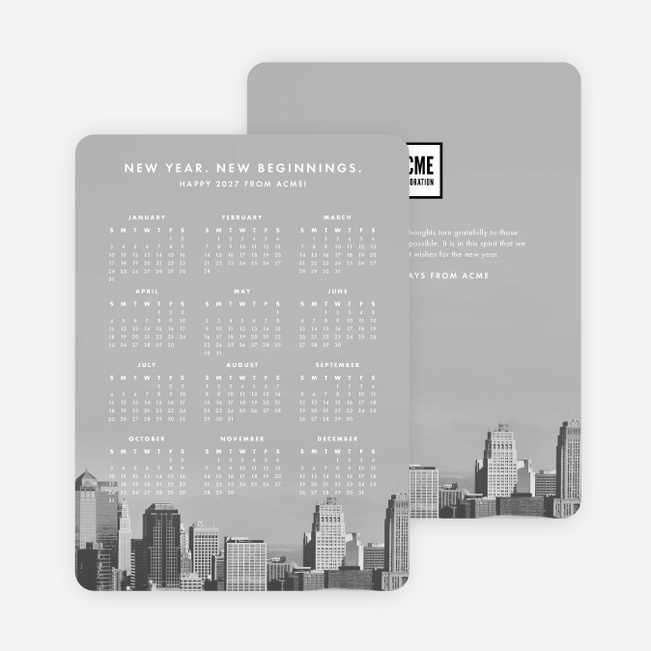 Calendar Wishes Corporate Holiday Cards - White