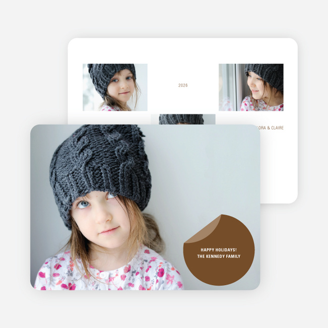Circle Sticker Holiday Photo Cards - Latte