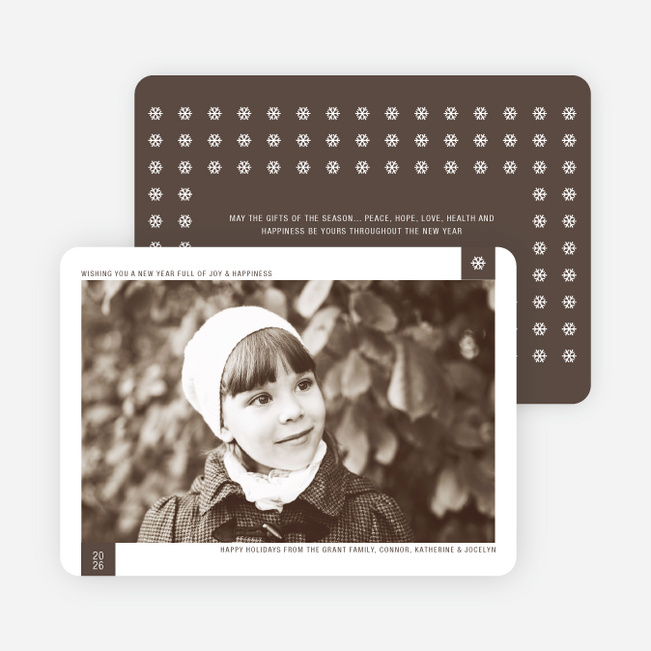 Classic Snowflake Holiday Photo Cards - Walnut