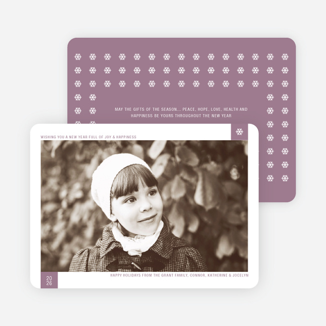 Classic Snowflake Holiday Photo Cards - Wisteria
