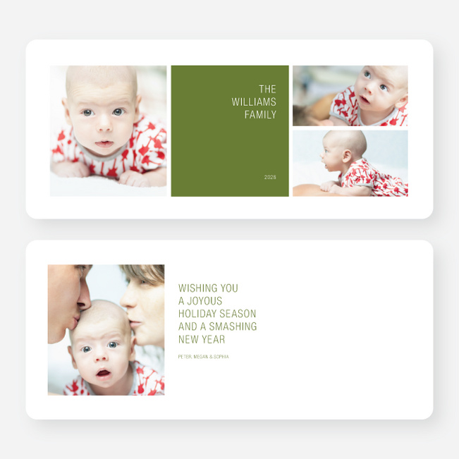 Colorful Blocks Holiday Photo Cards - Green
