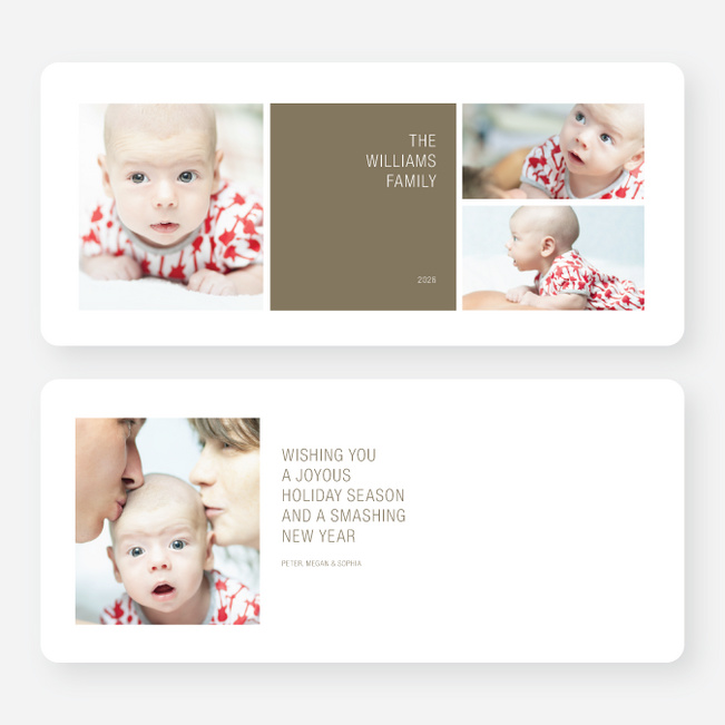 Colorful Blocks Holiday Photo Cards - Brown