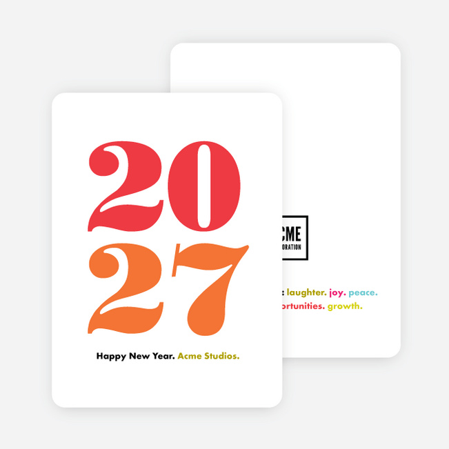 Colorful Year Corporate New Year Cards - Red