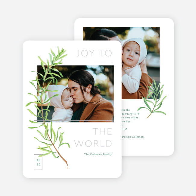 Foil Fresh Rosemary Christmas Cards - Gray