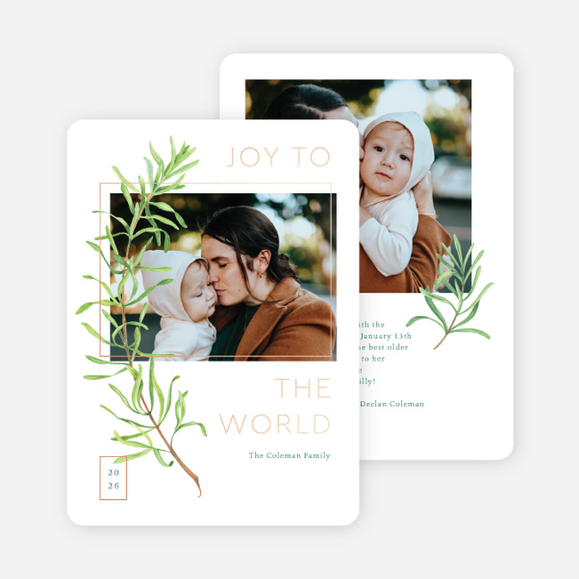 Foil Fresh Rosemary Christmas Cards - Pink