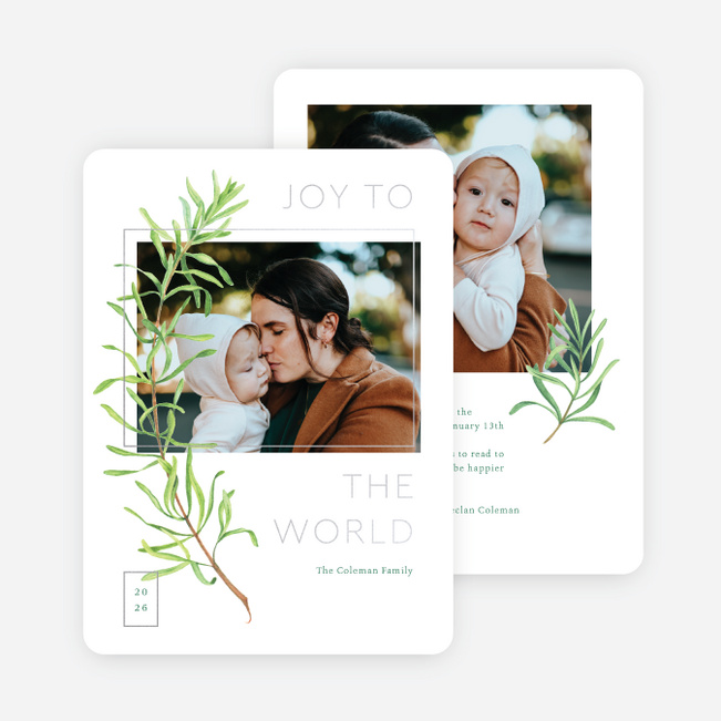 Foil Fresh Rosemary Christmas Cards - Gray