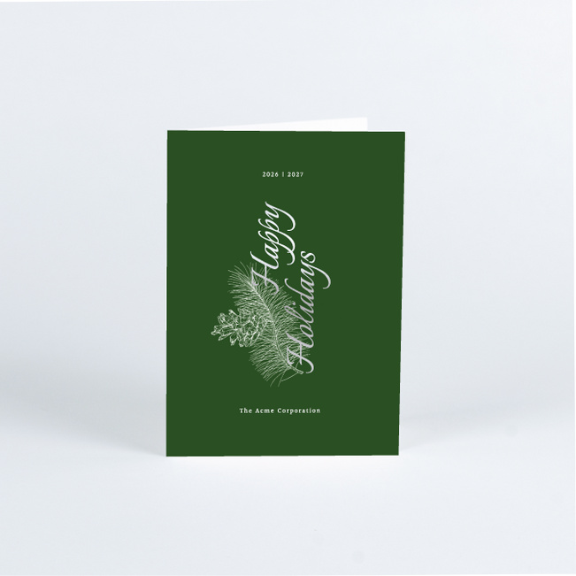 Foil Pine Motif Corporate Holiday Cards & Corporate Christmas Cards - Gray