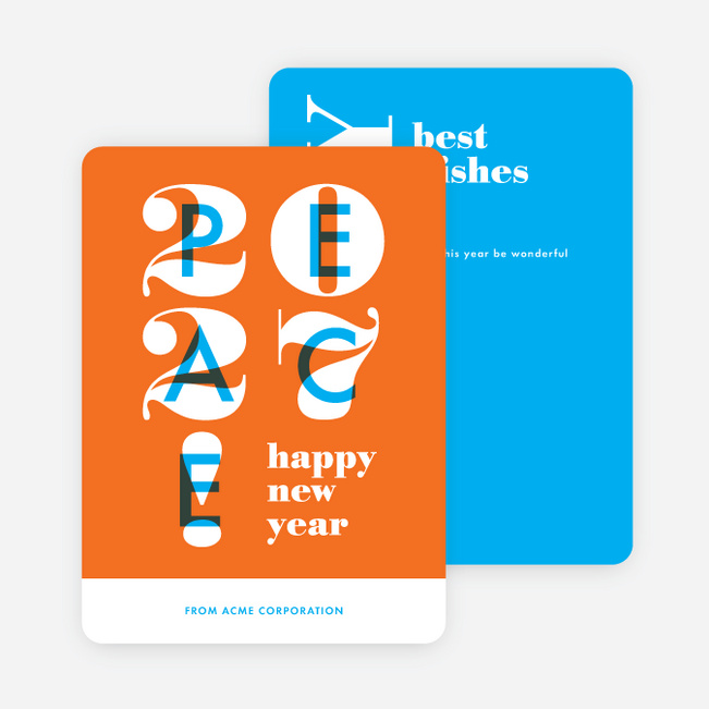 Overlapping Peace Corporate Holiday Cards - Orange