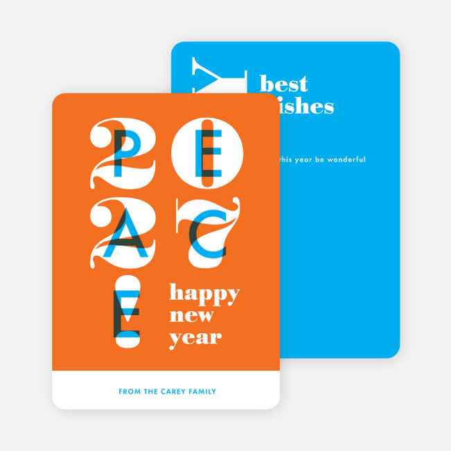 Peace Overlay New Year Cards - Orange