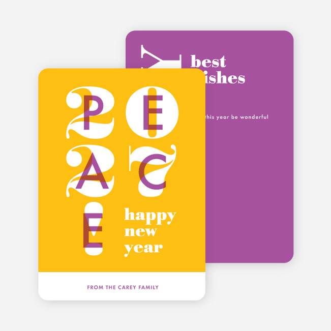 Peace Overlay New Year Cards - Yellow
