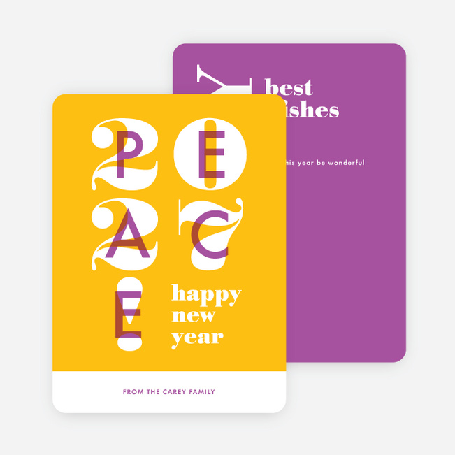Peace Overlay New Year Cards - Yellow