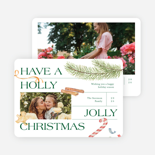 Pieces of the Season Personalized Christmas Cards - Green