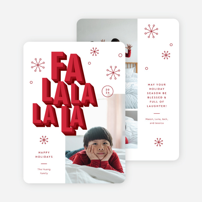 Retro Song Christmas Cards - Red