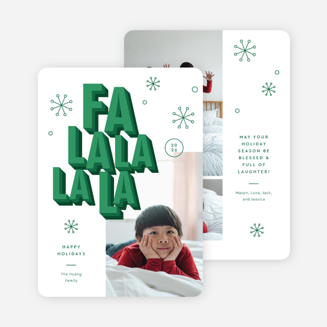 Retro Song Christmas Cards - Green