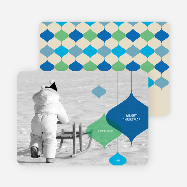 Transparent Ornaments Holiday Photo Cards - Majestic Blue