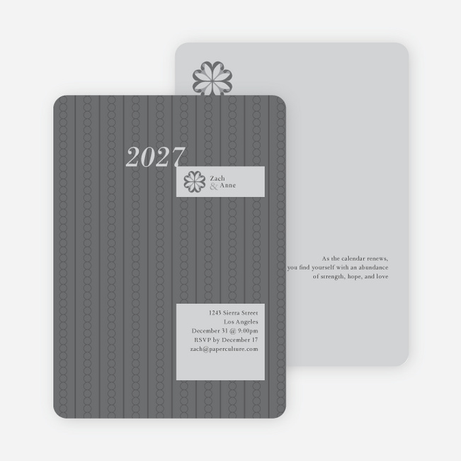 2012 Pattern New Year’s Party Invitations - Silver Grey