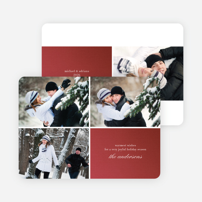 Fabric Circles Holiday Photo Cards - Burgundy