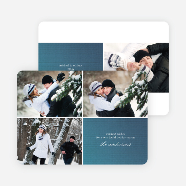 Fabric Circles Holiday Photo Cards - Cobalt Blue