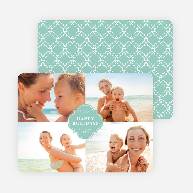 Family Crest Holiday Photo Cards - Green