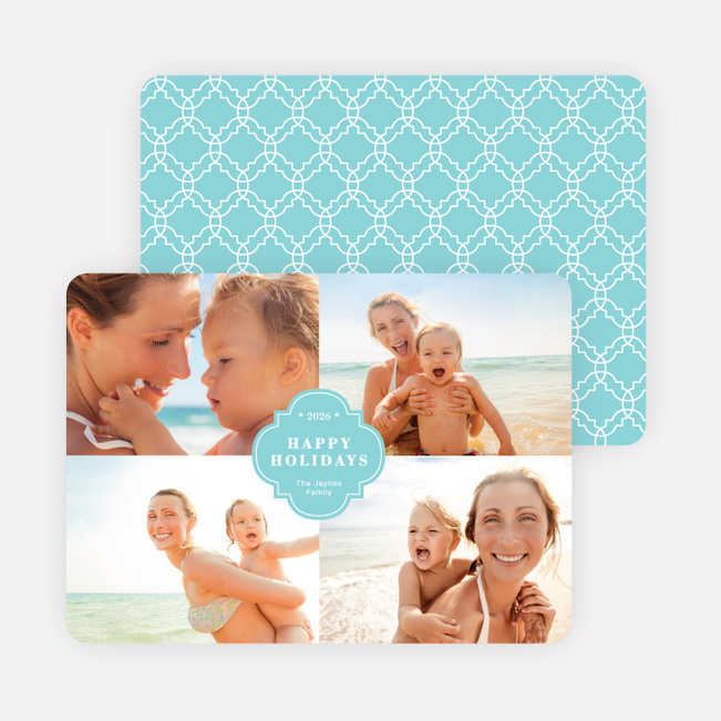 Family Crest Holiday Photo Cards - Blue
