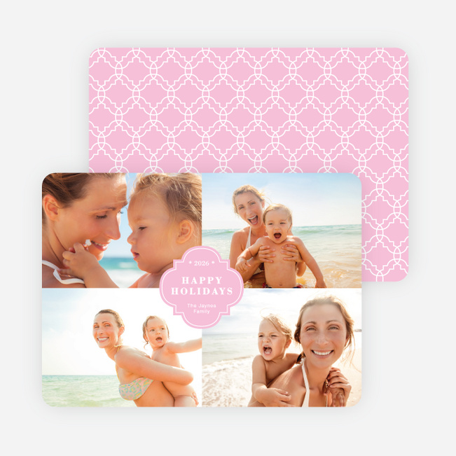 Family Crest Holiday Photo Cards - Pink