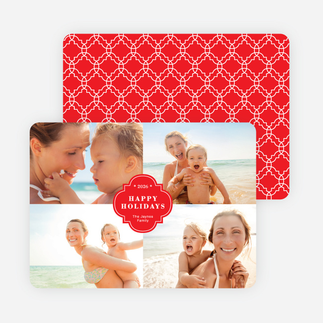Family Crest Holiday Photo Cards - Red