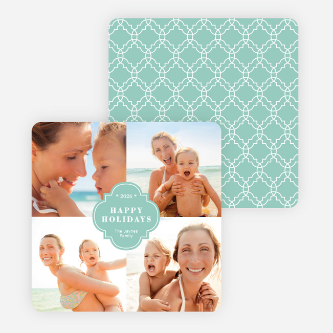 Family Crest Holiday Photo Cards - Green
