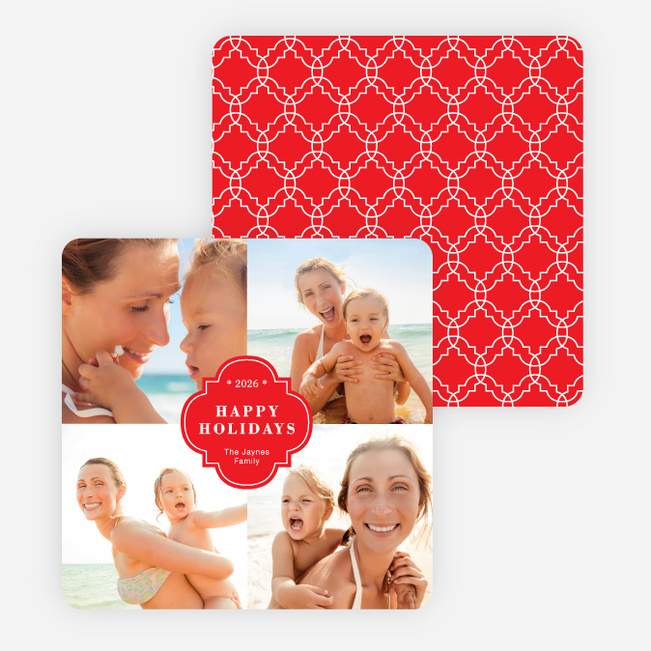 Family Crest Holiday Photo Cards - Red