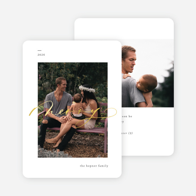 Foil Merry Moment Holiday Cards - Yellow