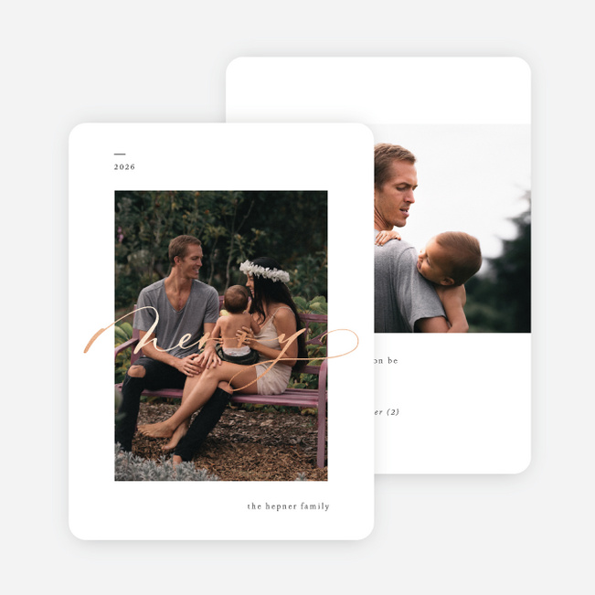 Foil Merry Moment Holiday Cards - Pink