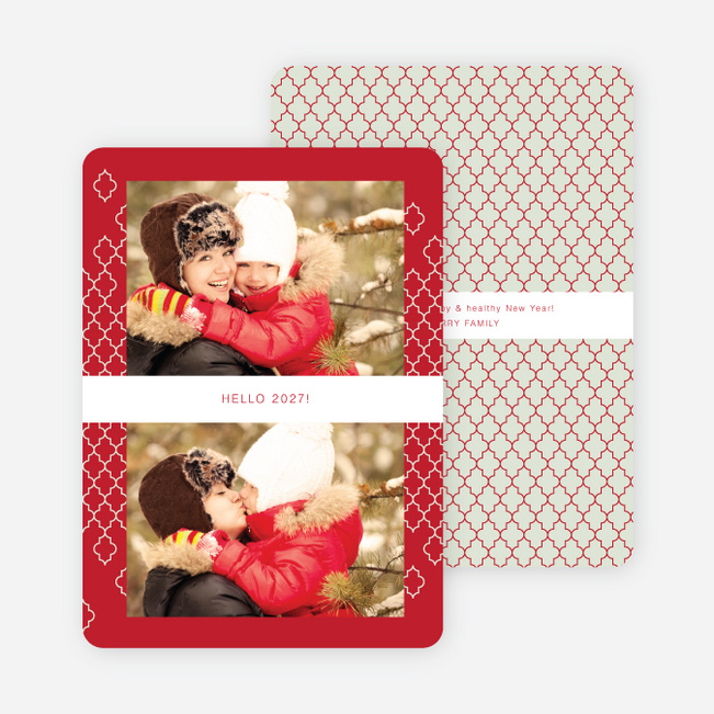 New Year’s Pattern Photo Cards - Red