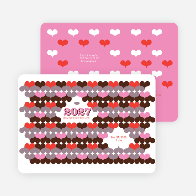 Psychedelic Hearts New Year’s Party Invitations - Hot Pink