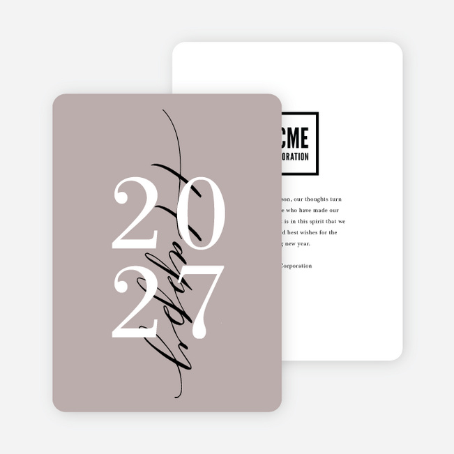 Stacked New Year Company Holiday Cards - Brown