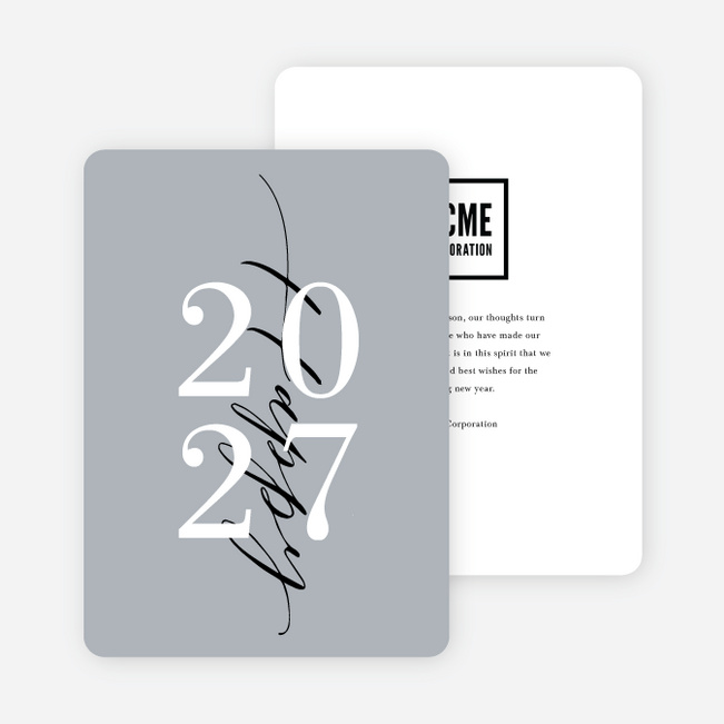 Stacked New Year Company Holiday Cards - Blue