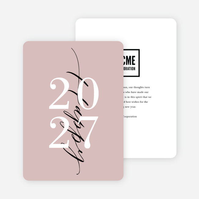 Stacked New Year Company Holiday Cards - Pink