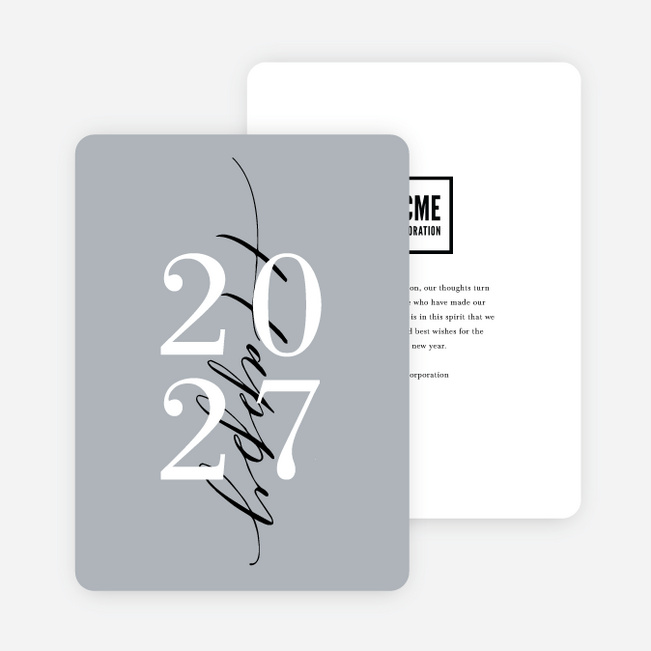 Stacked New Year Company Holiday Cards - Blue