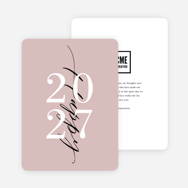Stacked New Year Company Holiday Cards - Pink