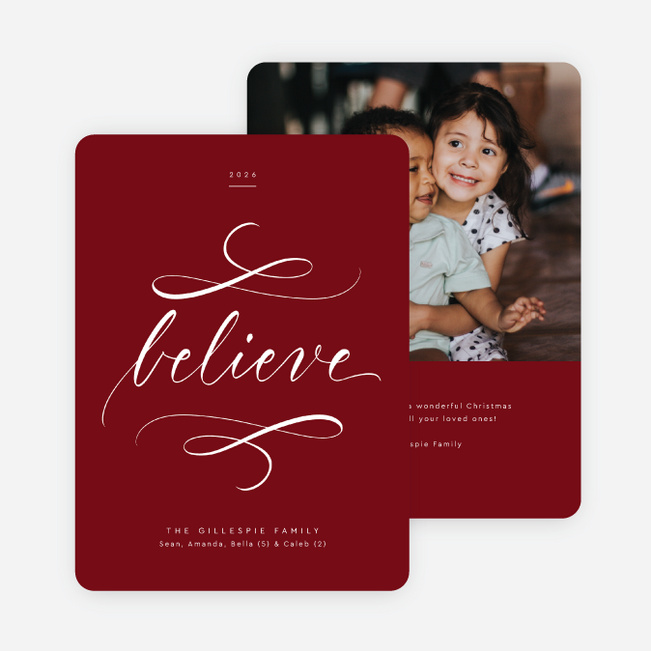 Timeless Script Christmas Cards - Red