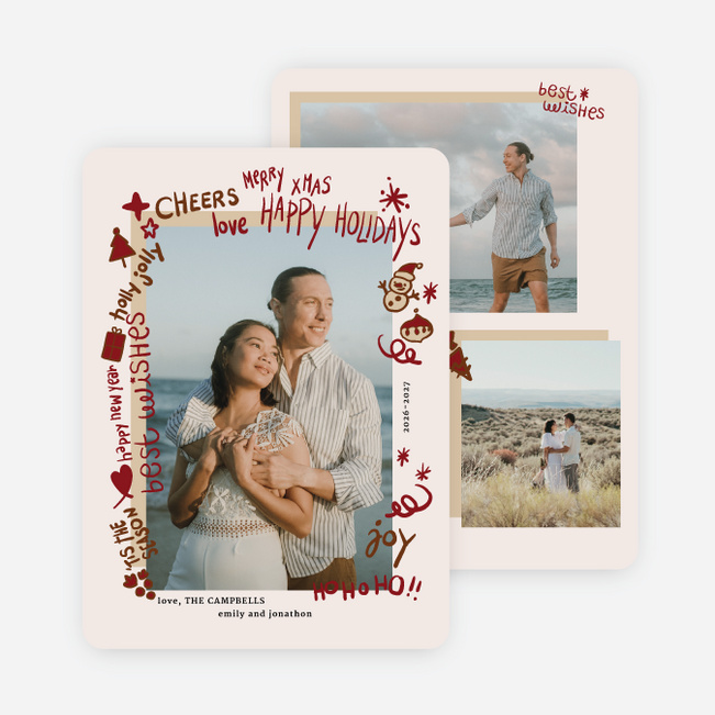 Tis the Season to Doodle Holiday Cards and Invitations - Red